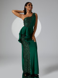 Women One Shoulder Sleeveless Bodycon Dress Evening Dress