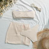 Beach Holidays Three-Piece Bikini Short Skirt Swimsuit