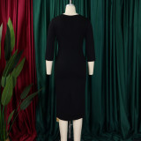 Plus Size Women's Chic OL Elegant Patchwork African Dress