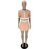 Women's Summer Houndstooth Short Sleeve Top Tight Fitting Shorts Set