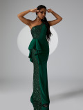Women One Shoulder Sleeveless Bodycon Dress Evening Dress