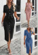 women summer solid color v-neck Slim Waist lace split dress