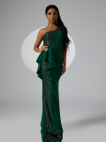 Women One Shoulder Sleeveless Bodycon Dress Evening Dress