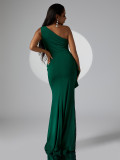 Women One Shoulder Sleeveless Bodycon Dress Evening Dress