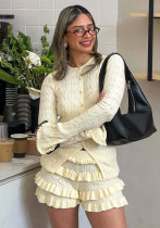 Spring Summer sexy knitting cardigan fashion Shorts two-piece set for women
