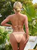 Solid color bikini sexy Two Pieces women swimsuit