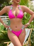 sexy solid color metal diamond bikini Two Pieces swimsuit