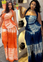 Loose and comfortable Low Back printed Halter Neck Slim Waist trendy two-piece skirt set Casual women's clothing