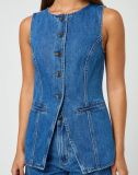 Spring Summer fashion sleeveless Slim Waist high waist loose Denim Shorts set
