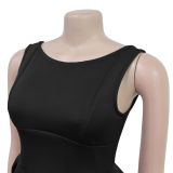 Fashionable women's Low Back retro sleeveless Backless A-line long dress