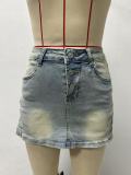 Sexy summer High Stretch Bodycon mini Denim skirt
