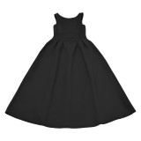 Fashionable women's Low Back retro sleeveless Backless A-line long dress