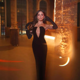 Women elegant party Halter Neck V Neck bandage Dress