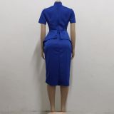 Women Sexy Bowknot Short-sleeved Bodycon Dress