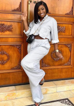 Plus Size Women African Stripe Turndown Collar Shirt Casual Wide Leg Pants Two Piece Set Plus Size Women African Stripe Turndown Collar Shirt Casual Wide Leg Pants Two Piece Set
