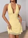 Women sexy v-neck Halter Neck dress