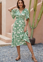 Women Printed V-Neck Short Sleeve Bohemian Holidays Beach Dress Women Printed V-Neck Short Sleeve Bohemian Holidays Beach Dress
