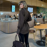 Women Summer Turndown Collar Long Sleeve Shirt Top