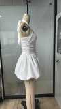 Women Halter Neck lace sexy bubble ruffle Mini dress