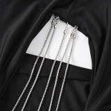 Women Halter Neck Backless sleeveless chain pleated Bodycon dress