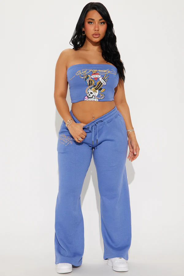 Women Sexy Strapless Top Trousers Two Piece Set