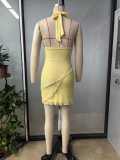 Women sexy v-neck Halter Neck dress