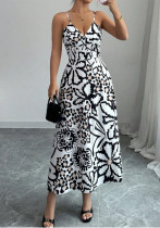 Women Summer American Sexy Print Suspender Elegant Dress Women Summer American Sexy Print Suspender Elegant Dress