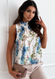 Women Sleeveless Print Lace-Up Top