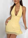 Women sexy v-neck Halter Neck dress