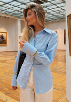 Women Summer Turndown Collar Long Sleeve Shirt Top