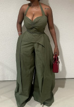 Women Summer Sexy Halter Neck V-Neck Irregular Sleeveless Top Pants Two Piece Set Women Summer Sexy Halter Neck V-Neck Irregular Sleeveless Top Pants Two Piece Set