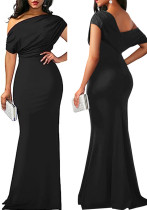 Plus Size Women Solid Slash Shoulder Elegant Bodycon Dress Plus Size Women Solid Slash Shoulder Elegant Bodycon Dress