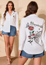 Women Embroidered White Long Sleeve Shirt