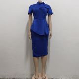 Women Sexy Bowknot Short-sleeved Bodycon Dress