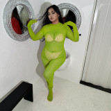 Plus Size Women's Sexy Leopard See Through Jumpsuit Lingerie