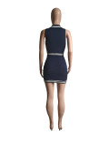 Women Polo neck zipper sleeveless knitting Dress