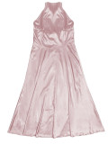 Pink Long Ball Gown Satin Halter Neck Low Back Evening Dress