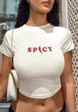 Summer Y2K Letter Print Slim Sexy Style Crop Short Sleeve T shirt for Women