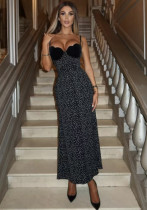 Spring Summer Style Contrast Slim Waist Polka Dot Print Dress Spring Summer Style Contrast Slim Waist Polka Dot Print Dress