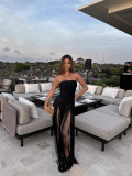 Spring Summer Style Tassel Trimmed Sexy Slimming Zipper Strapless Dress