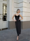 Spring Summer Style Contrast Slim Waist Polka Dot Print Dress