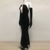Women elegant party Halter Neck V Neck bandage Dress