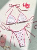 Printed Two Piece Bikini Lace Up Two Piece Swimsuit for Women