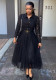 Elegant Women's Lace Patchwork Mesh Irregular Midi Dress