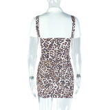 Trendy Leopard Patchwork Top Skirt Set Two piece Fashion Women's Clothing