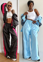 Women's Casual Fashion Loose Color Matching Long Sleeve Zipper Contrast Top and Trousers Sports Two Piece Set Women's Casual Fashion Loose Color Matching Long Sleeve Zipper Contrast Top and Trousers Sports Two Piece Set