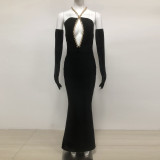 Women elegant party Halter Neck V Neck bandage Dress