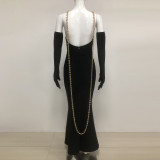 Women elegant party Halter Neck V Neck bandage Dress