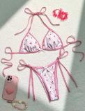 Printed Two Piece Bikini Lace Up Two Piece Swimsuit for Women