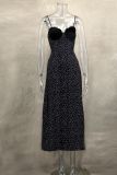 Spring Summer Style Contrast Slim Waist Polka Dot Print Dress